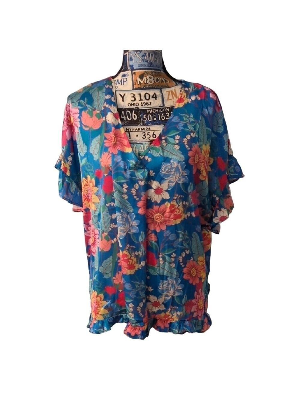 Umgee Floral Oversized Boho Top Size Medium